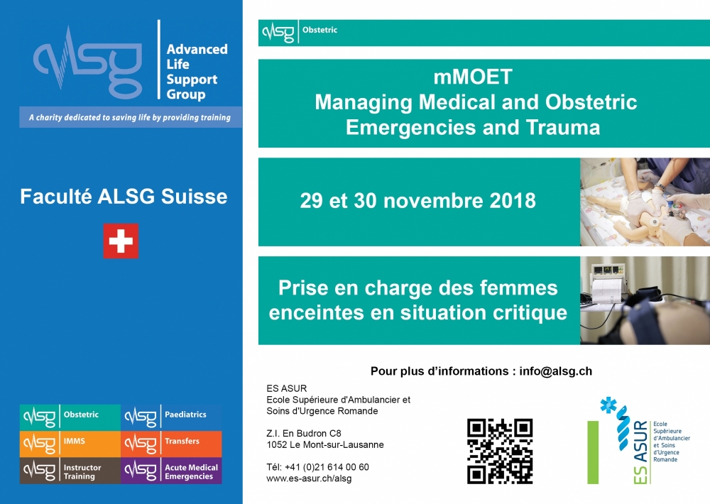 Il reste encore de la place pour le cours FC26-2018 « mMOET Managing Medical and Obstetric Emergencies and Trauma ».